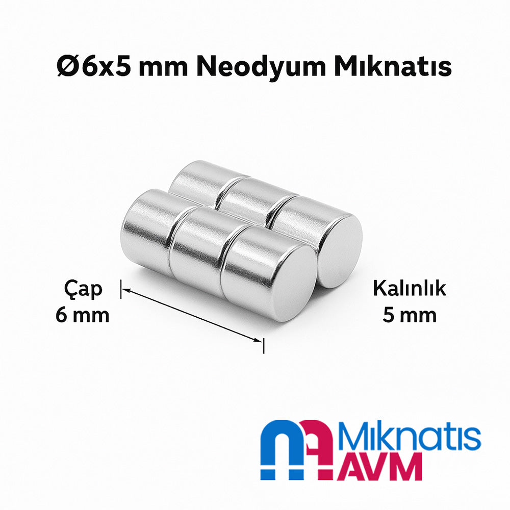 Ø6x5 mm neodymium magnet (diameter 6 mm, thickness 5 mm)