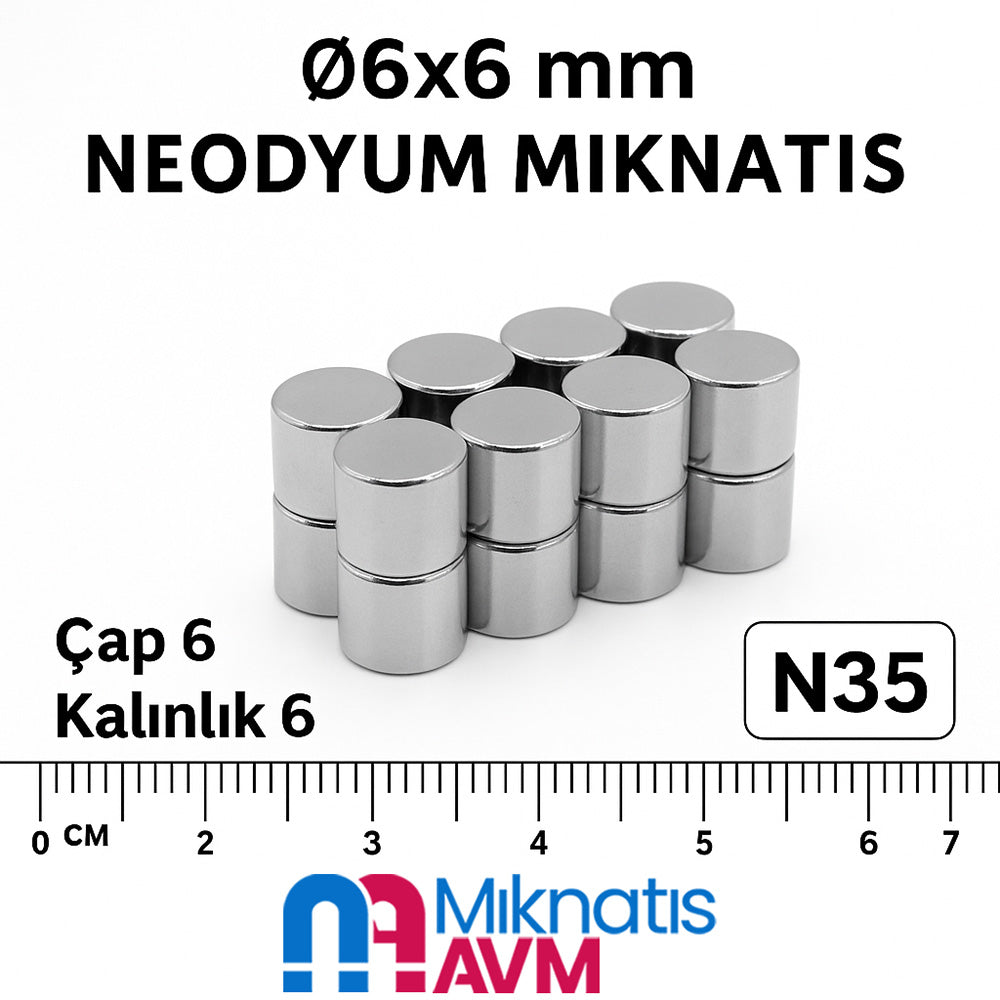 Ø6x6 mm Neodymium Magnet (Diameter 6 mm, Thickness 6 mm)