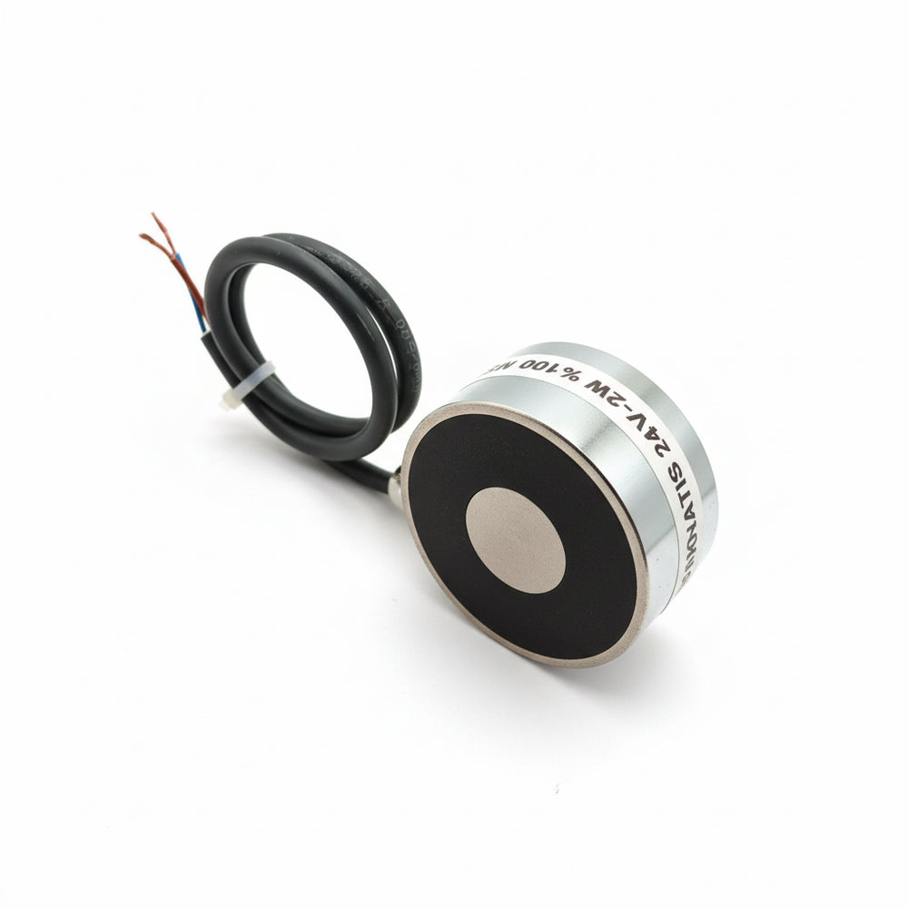 Ø70x33 mm 24V Electromagnet – M8 Connected, Side Cable Exit, 100% Operational, Strong Industrial Grip Type