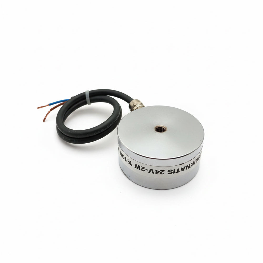 Ø70x33 mm 24V Electromagnet – M8 Connected, Side Cable Exit, 100% Operational, Strong Industrial Grip Type