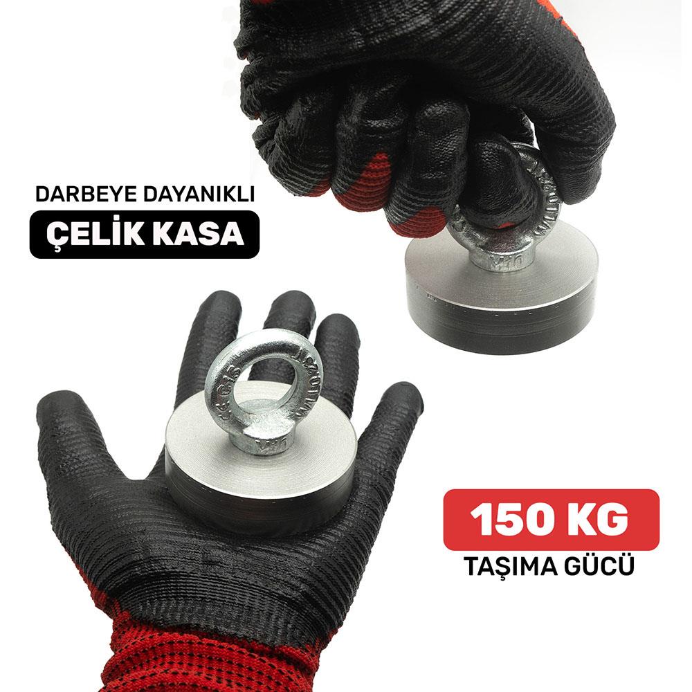 Ø70 mm Marine Magnet - Rescue Magnet with Hook - 150 kg Holding Power