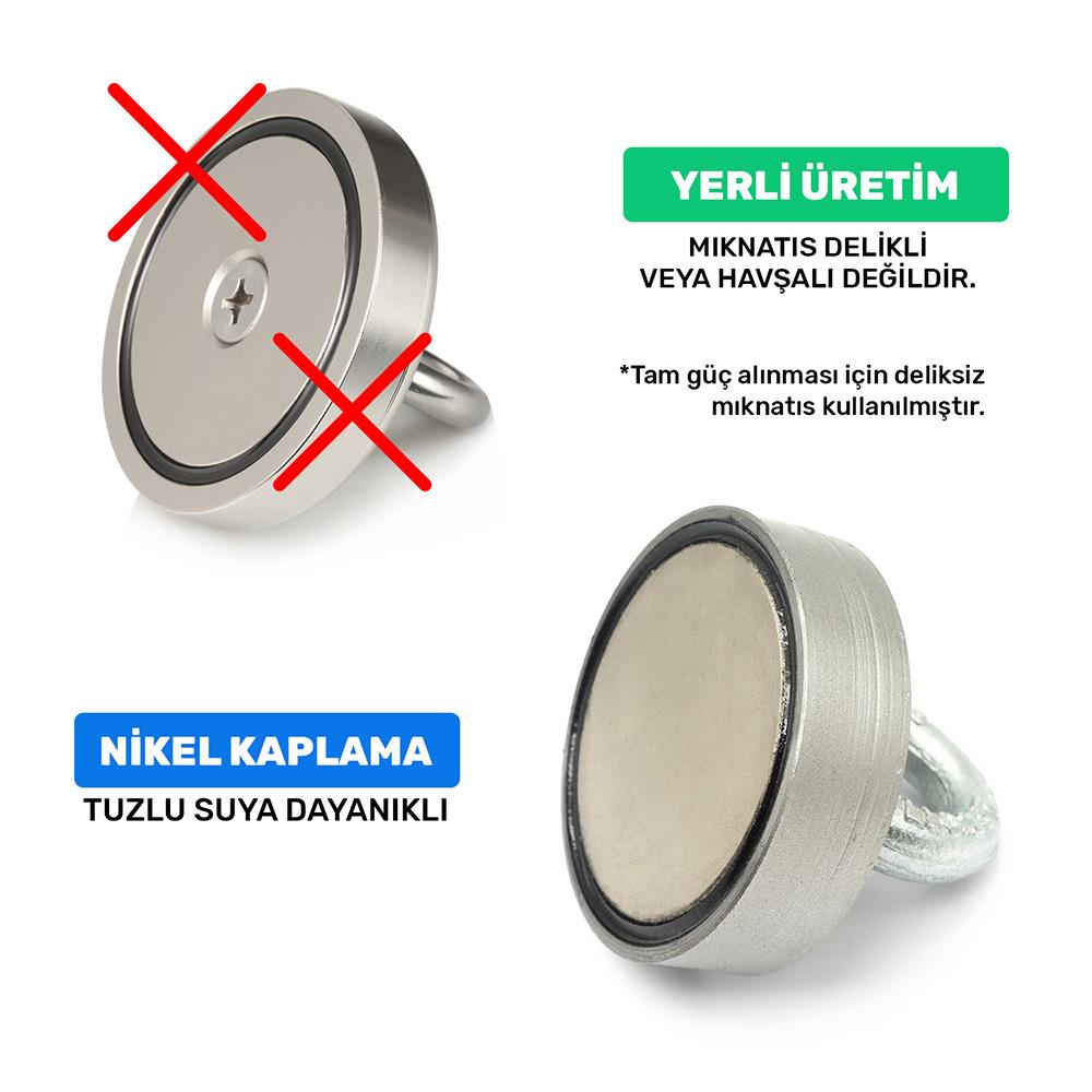 Ø70 mm Marine Magnet - Rescue Magnet with Hook - 150 kg Holding Power