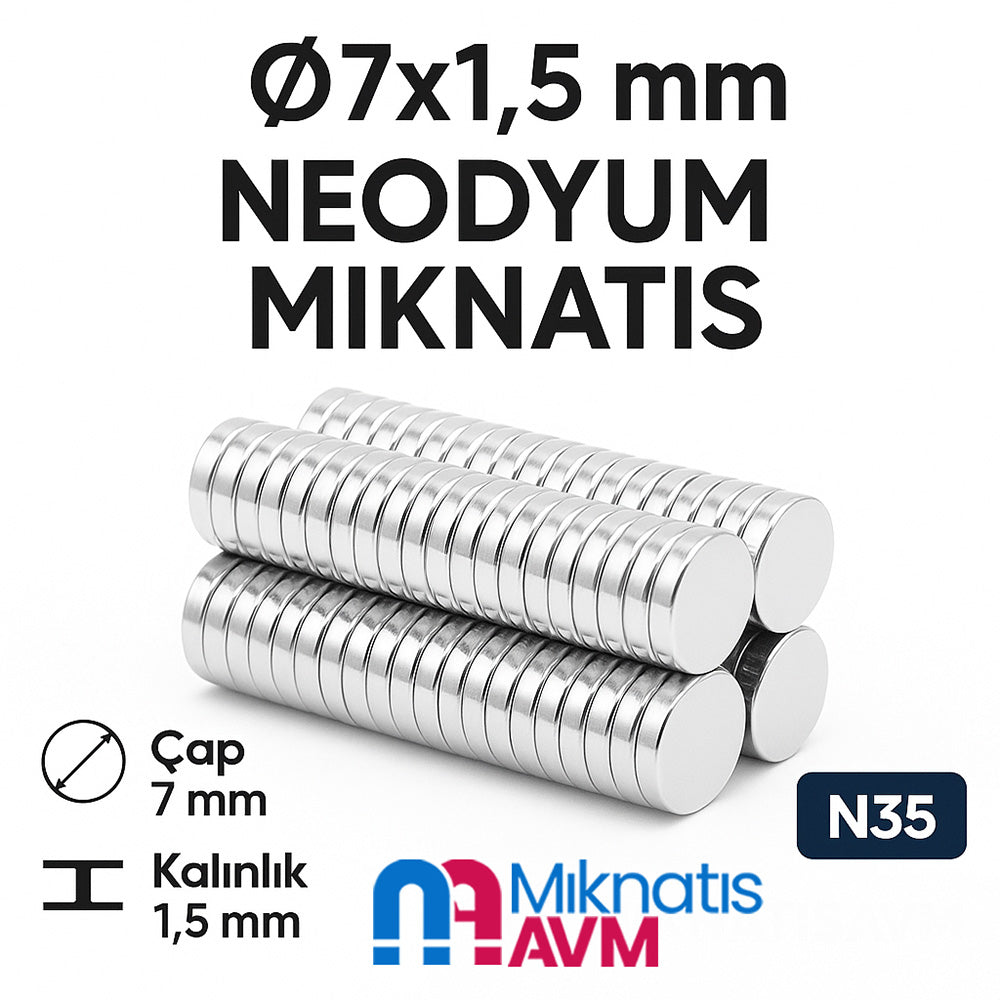 Ø7x1.5 mm Neodymium Magnet - Round Disc Magnet