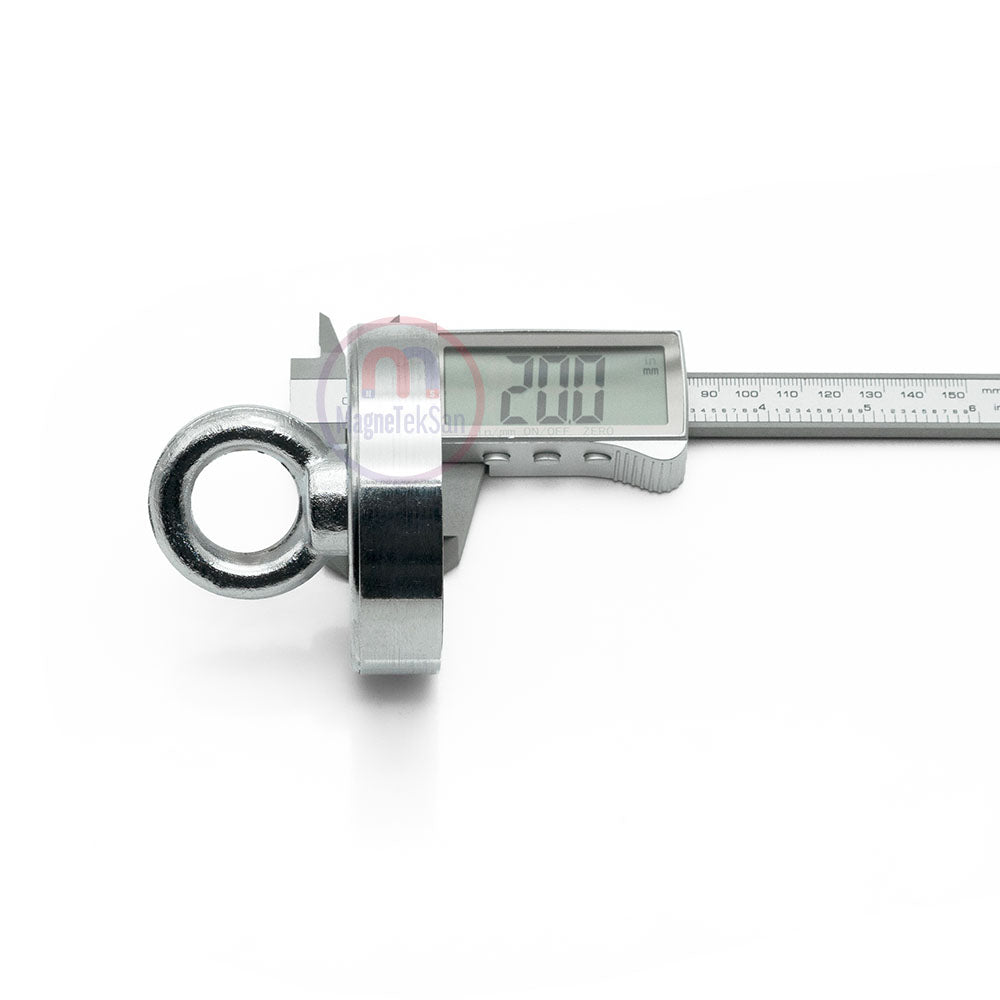 Ø80 mm Fishing Magnet - Rescue Magnet with Hook - Neodymium Marine Magnet - Ring Magnet - Carabiner - 25 Meter 6mm Phosphorescent Rope Set