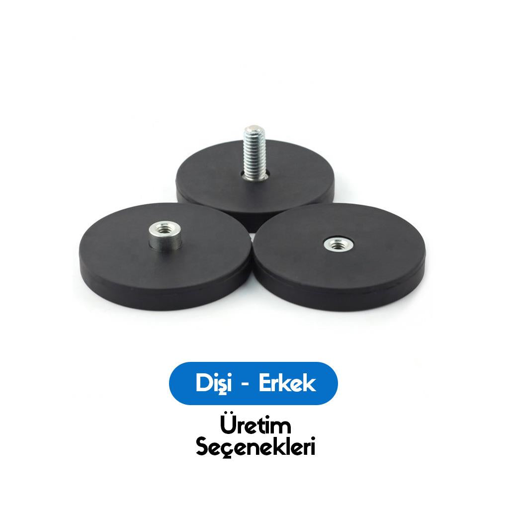 Ø66 mm Rubber Pot Magnet - N35 Neodymium