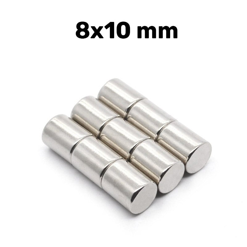 Ø8x10 mm Cylindrical Neodymium Magnet