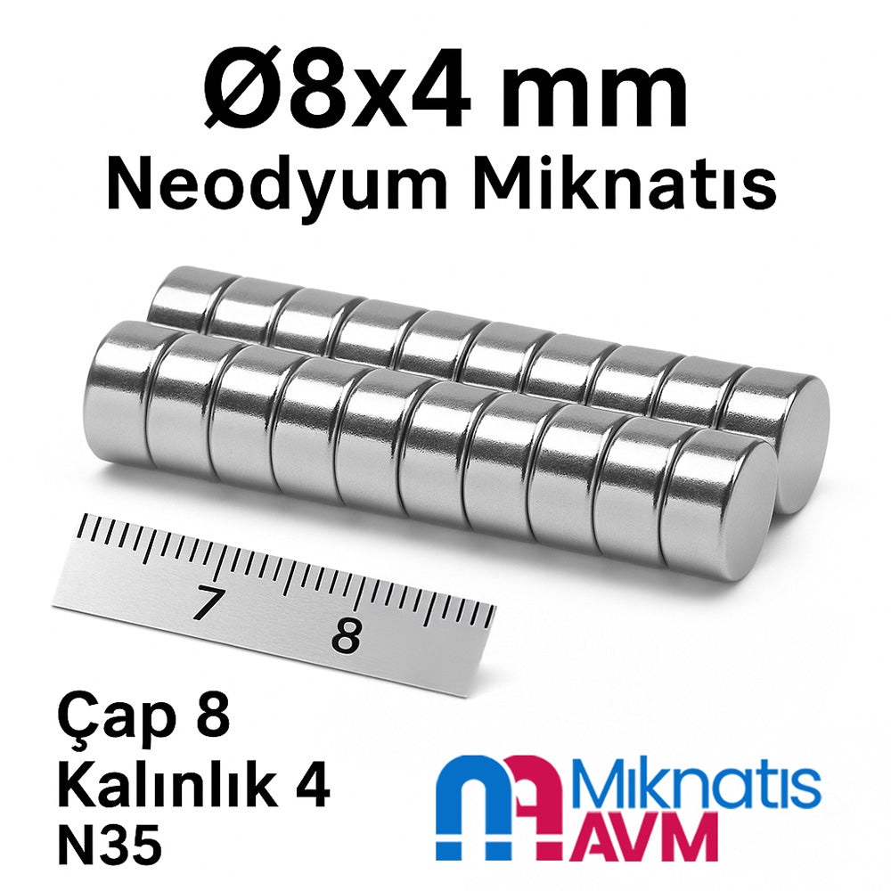 Ø8x4 mm Neodymium Magnet (Diameter 8 mm, Thickness 4 mm)