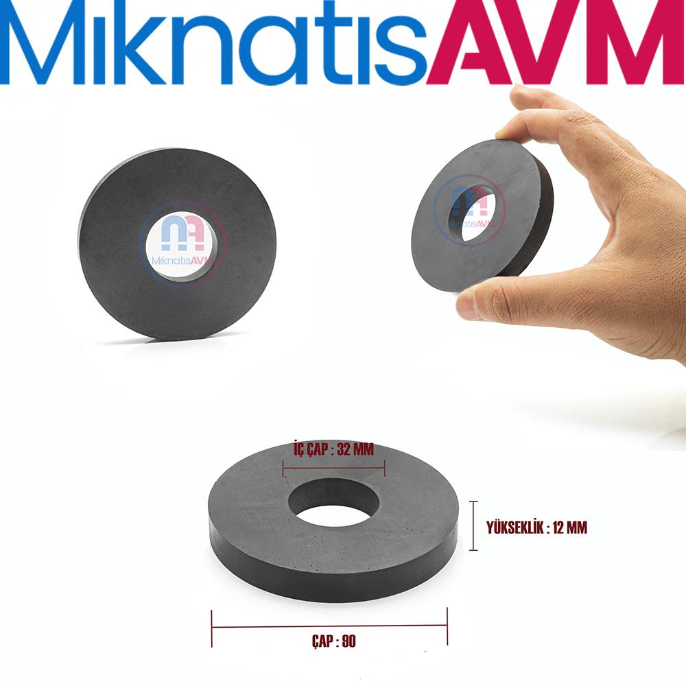 Ø90x32x12 mm Ferrite Magnet