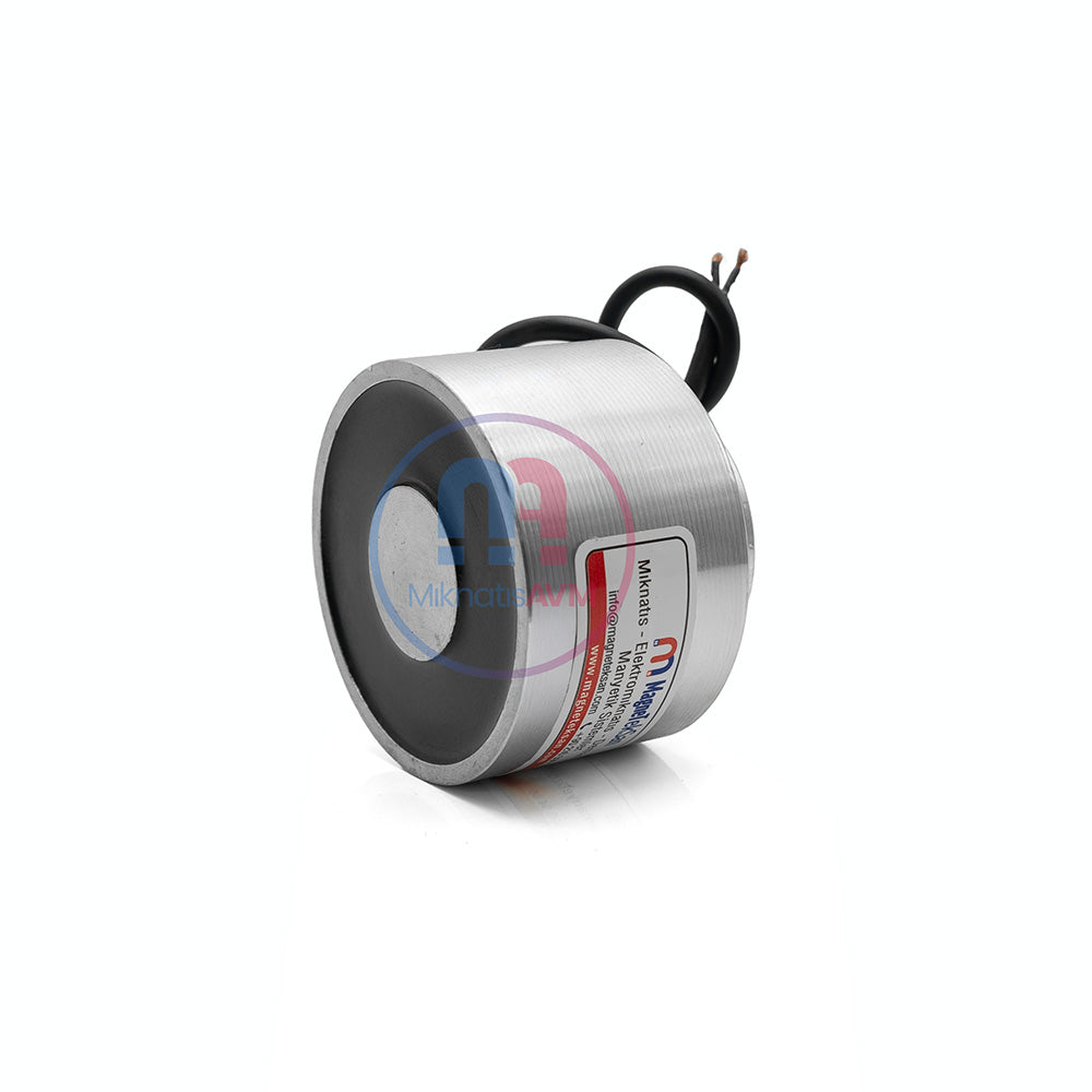 Ø90x70 mm Electromagnet – Dual Top Cable Outlet, High-Power Industrial Magnetic Holder