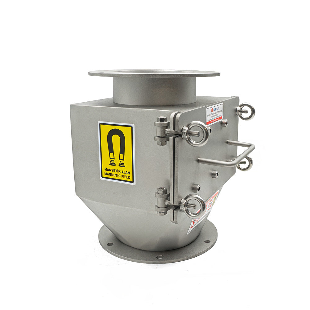DN100 Flanged Ø25x5 Neodymium Rod Magnetic Drawer Separator with Stainless Steel Body
