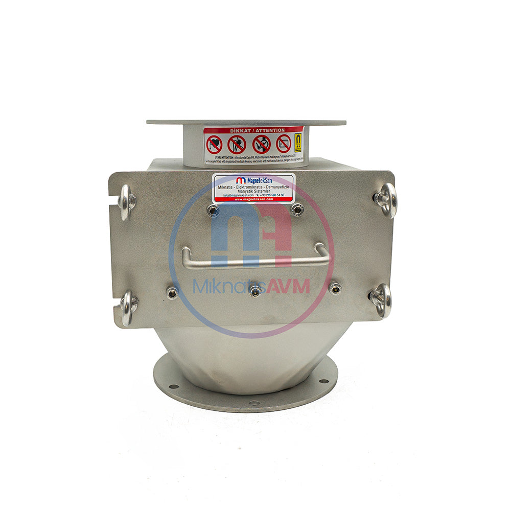 DN100 Flanged Ø25x5 Neodymium Rod Magnetic Drawer Separator with Stainless Steel Body