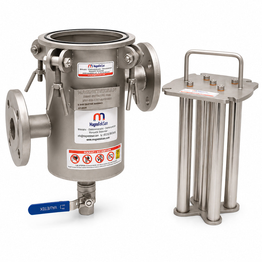 DN40 Inlet and Outlet Neodymium Magnetic Filter with 5 Rods for Fruit Purée Lines