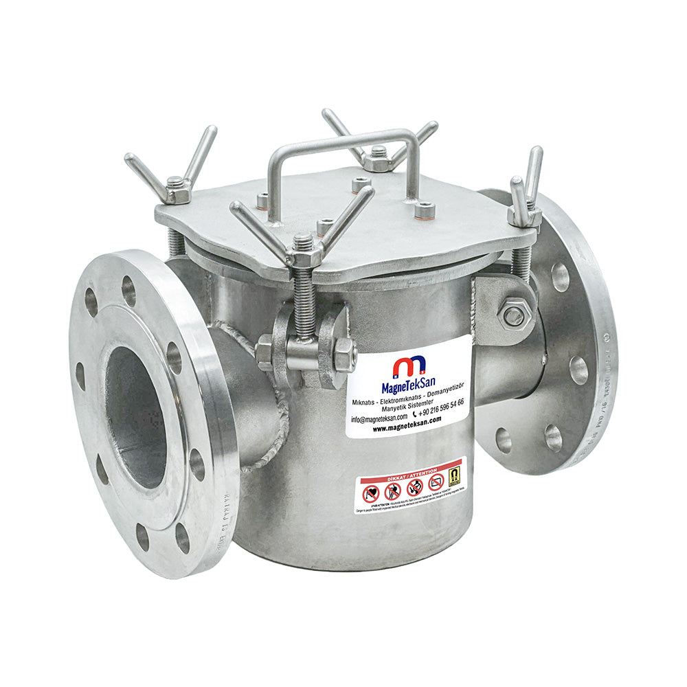 DN80 Flanged 10000 Gauss Neodymium Magnetic Filter – 4-Barrel for Liquid Lines Ø32x190 mm