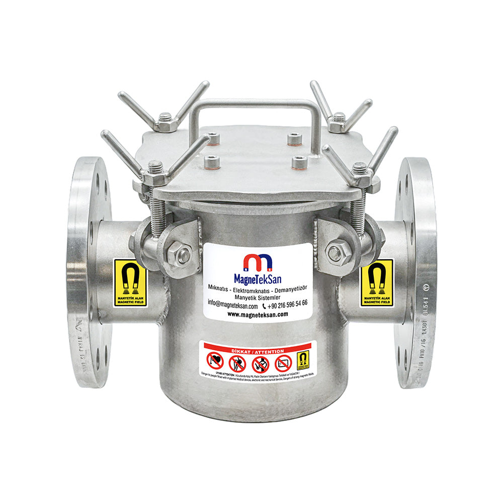 DN80 Flanged 10000 Gauss Neodymium Magnetic Filter – 4-Barrel for Liquid Lines Ø32x190 mm
