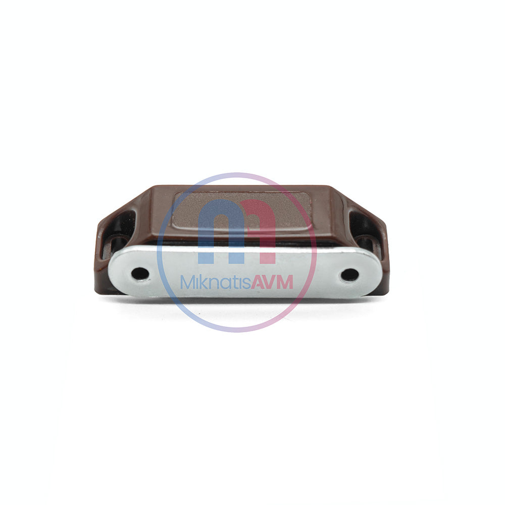 Plastic Magnetic Lock for Cabinet Doors – 60 mm, Screw-Mounted, Brown