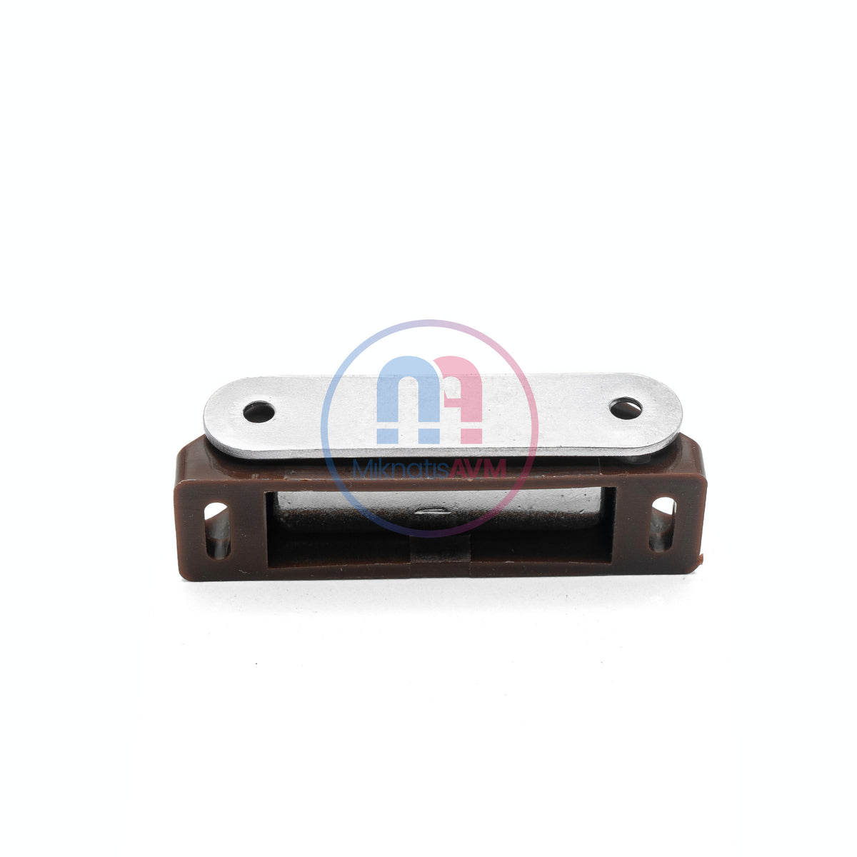 Plastic Magnetic Lock for Cabinet Doors – 60 mm, Screw-Mounted, Brown