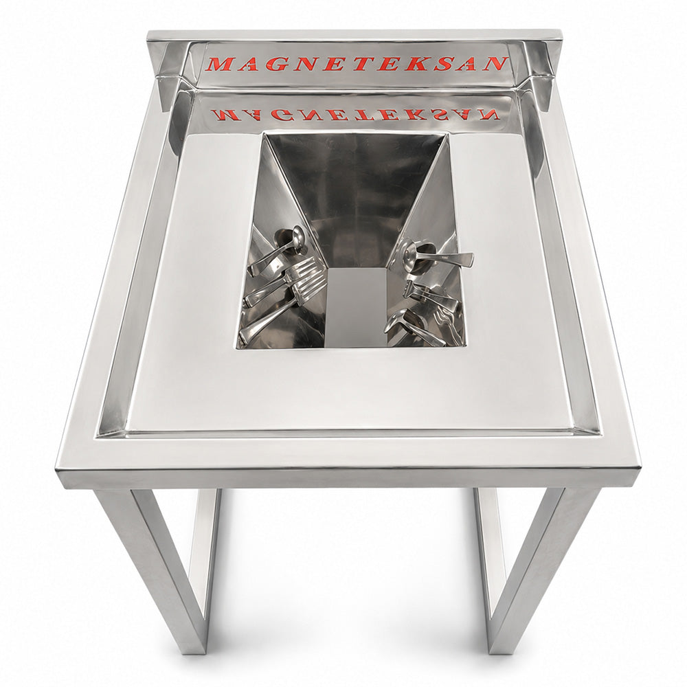 Magnetic Holder for Industrial Kitchens and Cafeterias – Catches Cutlery That Falls into the Waste Bin