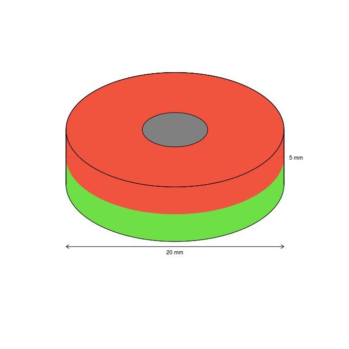 Ø20x6x5 mm Ferrite - Ring Magnet