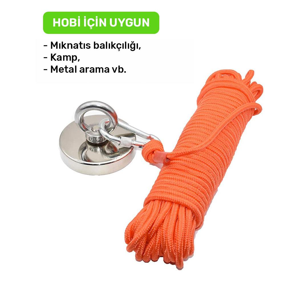 Ø6 mm Orange Rope - With Carabiner Hook - 25 meters