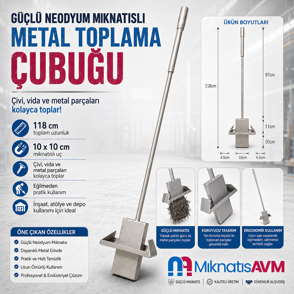 Extendable Magnetic Collection Tool with Quick Release System